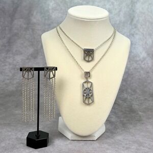 Rare Mignon Faget Connection Collection Necklace Fringe Earring Set Sterling 925